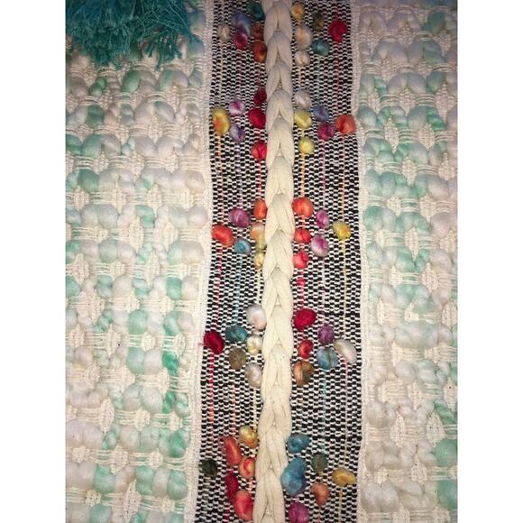 Katydid Textured Boho Large Tote Bag Multicolor Ivory Tassel Beachy Bright Fun - Picture 8 of 8